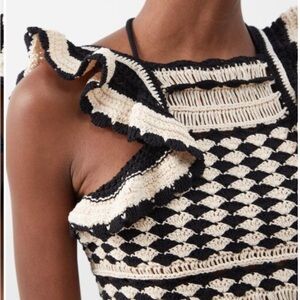 Zimmermann Anneke Halterneck Striped Crochet-cotton Tank Top